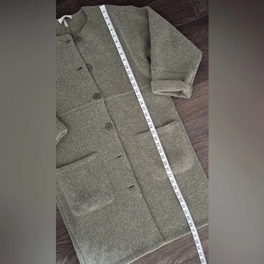 Rodier France Wool Angora Long Cardigan Jacket Green Grey S/M Relaxed Fit - Picture 10 of 12